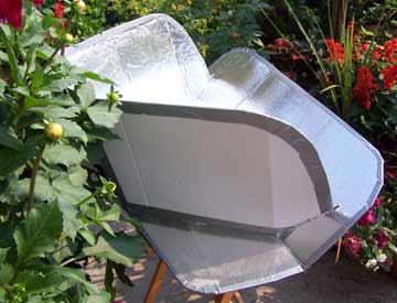 solar cooker viewed from the back