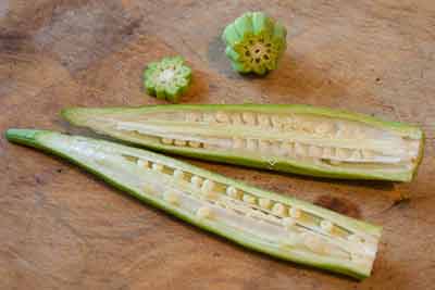okra pods cut open