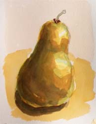 watercolour of fruit, still life, pear