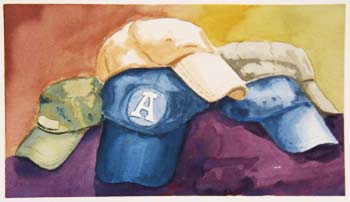 watercolour of baseball cap