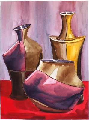 Colourful ceramic pots